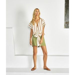 Striped Tie-Front Blouse